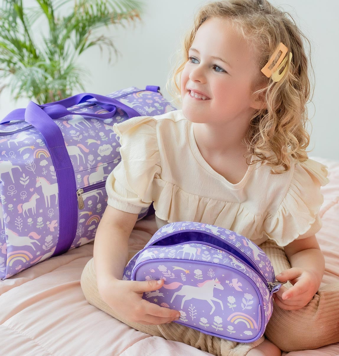ALLC Kinder Reisegepäck Set Einhorn Lila 4tlg