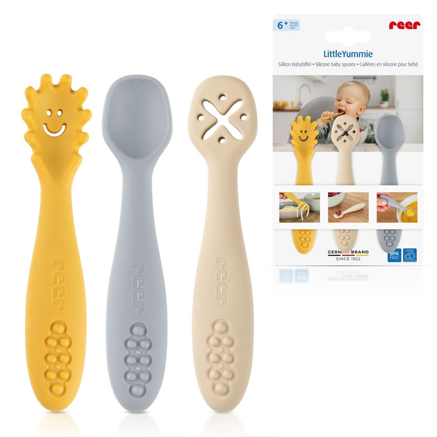 reer Little Yummie Silikon Babylöffel 3er Set geeignet ab 6 Monaten