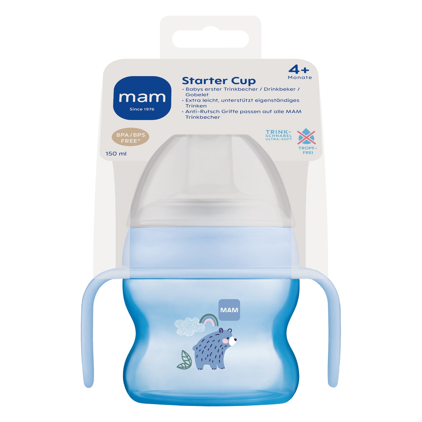 MAM Starter Cup Trinklernflasche Kinderflasche 150ml 4m+ mit Griffen