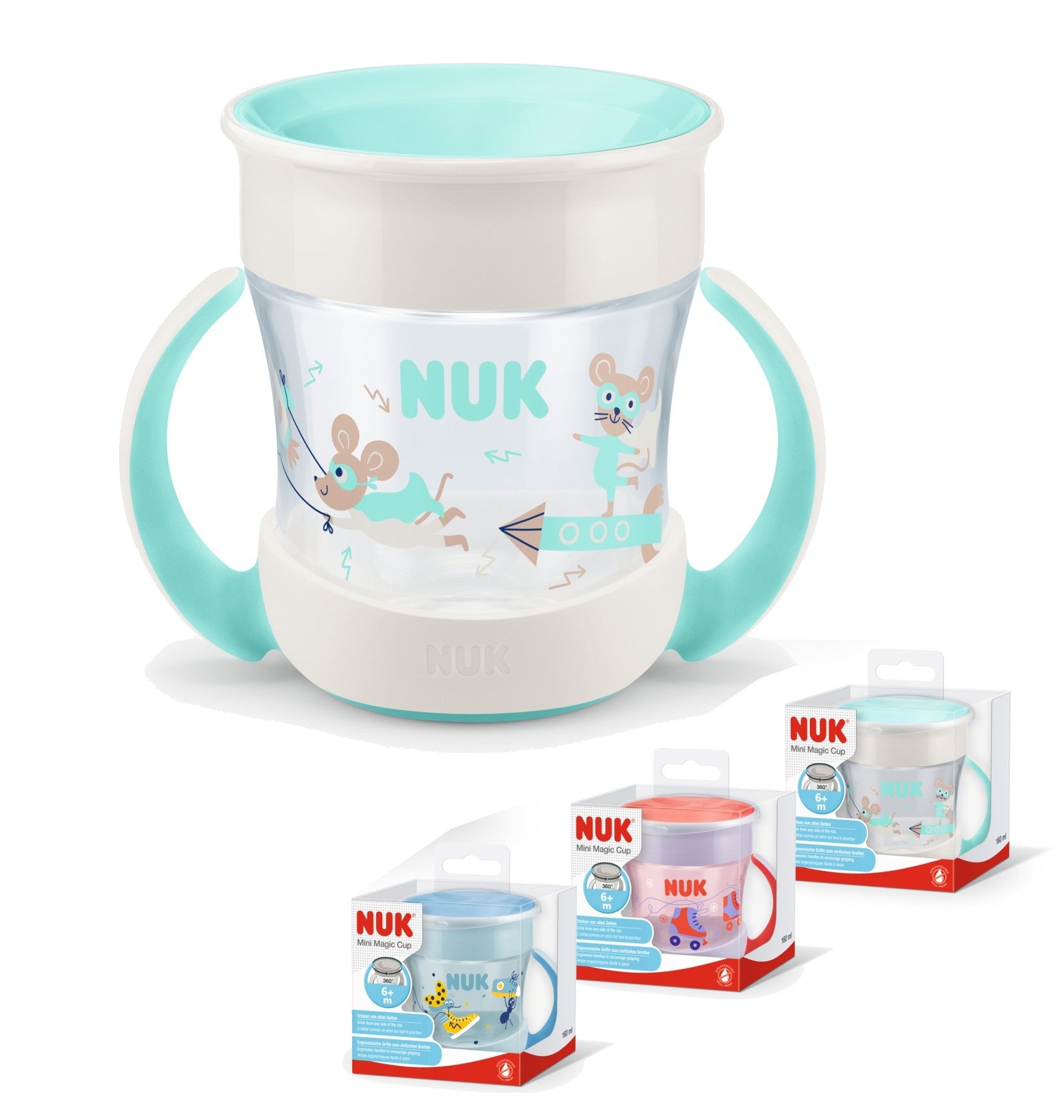 NUK 360 Trinklernbecher mit Henkeln 6m Mini Magic Cup Baby Weingart