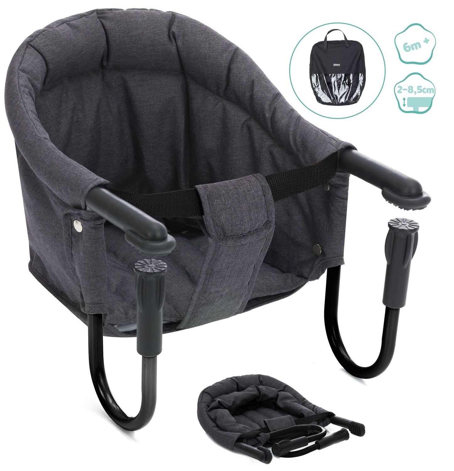 fillikid Baby Tischsitz Flexy Grau Melange, zum Anklemmen an der Tischplatte