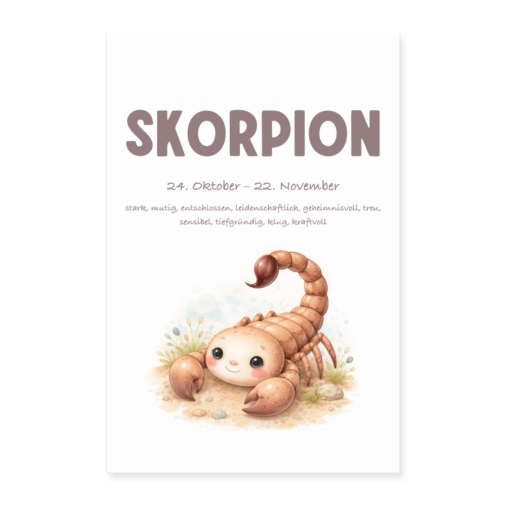 Baby Sternzeichen Poster Skorpion 40x60 cm - Weiß