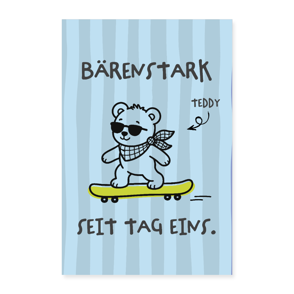 Tierbande Poster 40x60 cm Bär Teddy - Weiß