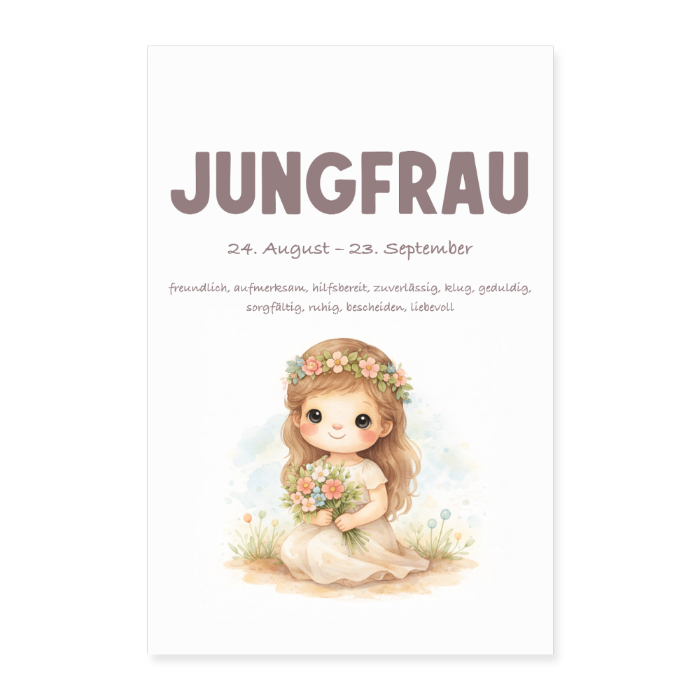 Baby Sternzeichen Poster Jungfrau 40x60 cm - Weiß