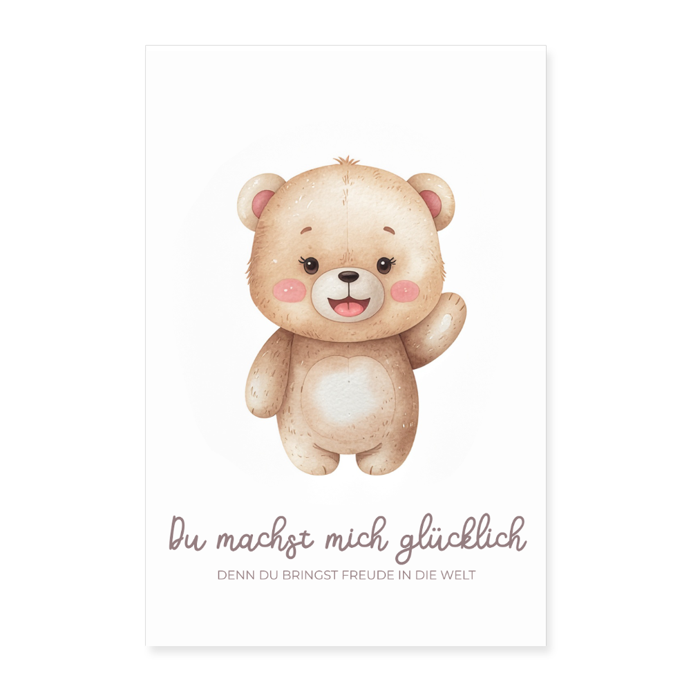 Babyzimmer Poster Bärchen Freude 40x60 cm - Weiß