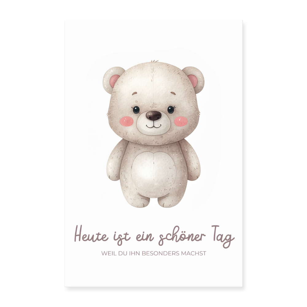 Babyzimmer Poster Bärchen Schöner Tag 40x60 cm - Weiß