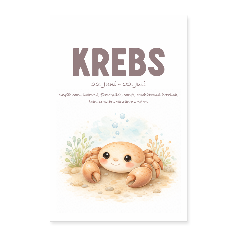 Baby Sternzeichen Poster Krebs 40x60 cm - Weiß