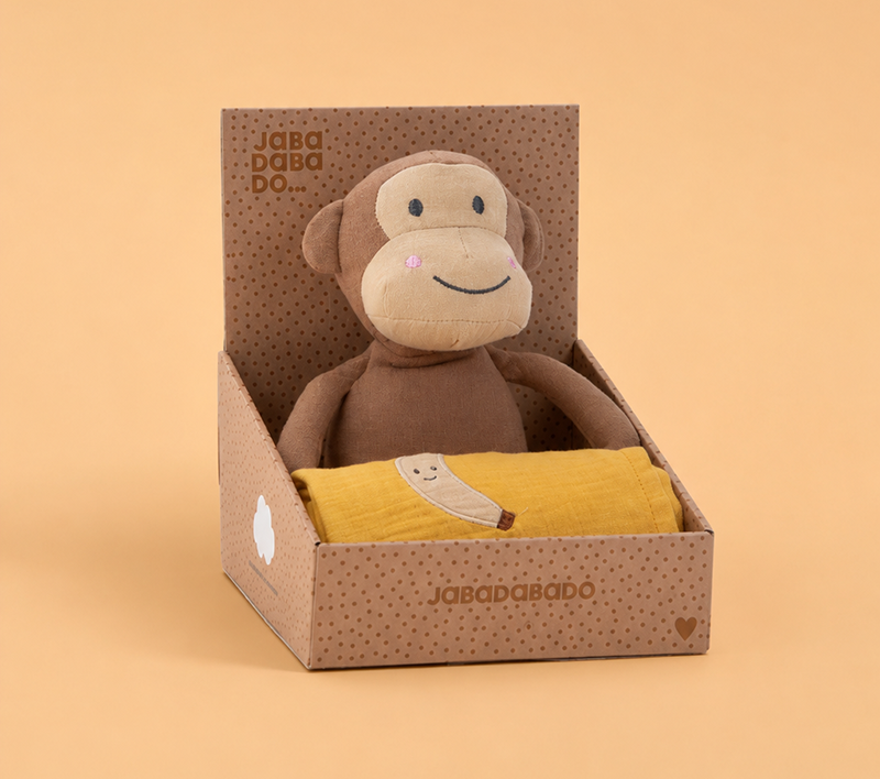Jabadabado Baby Geschenkset Äffchen mit Bananendecke