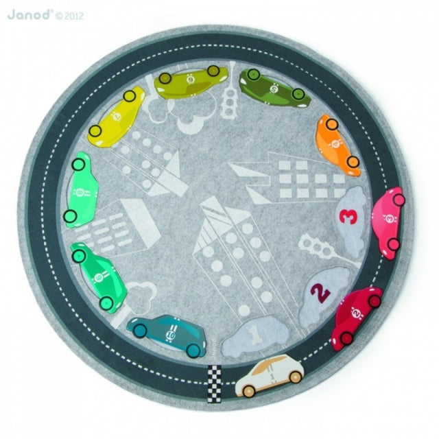 Janod Spielteppich mit Puzzleteilen Rennwagen Tapidoo