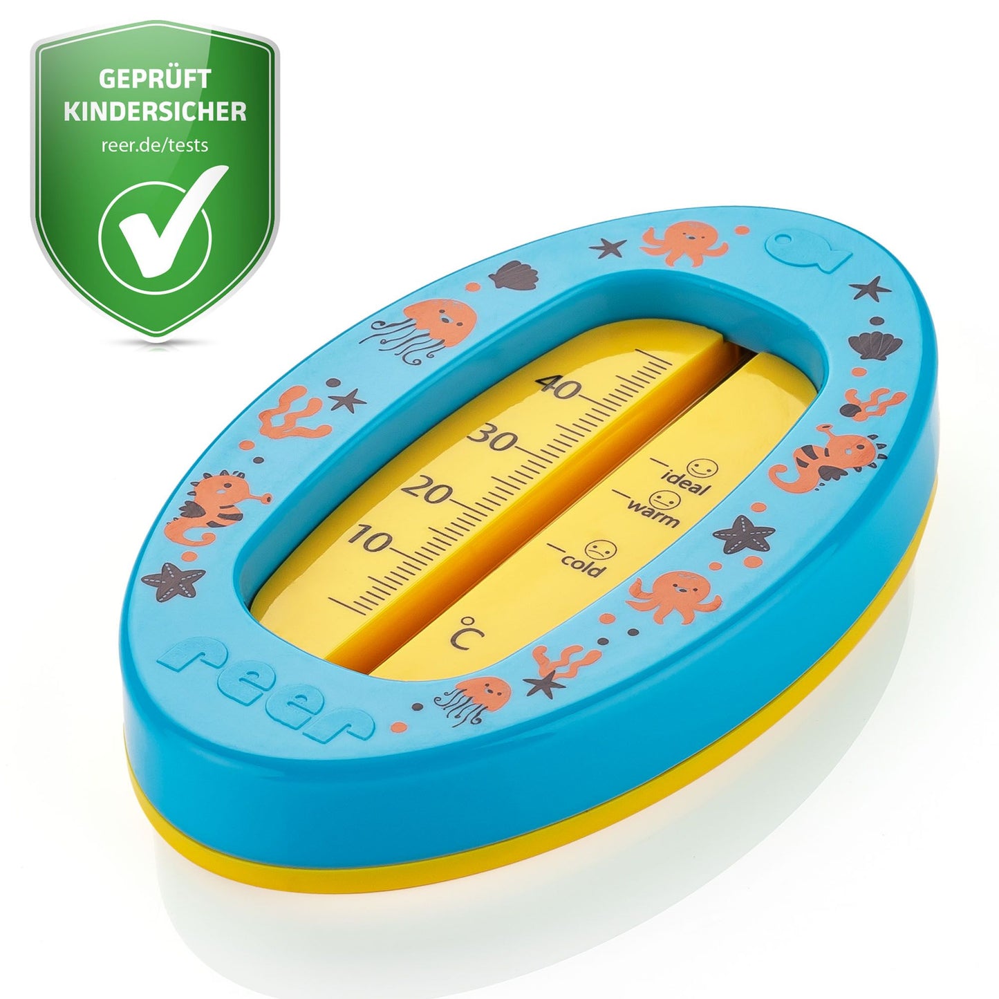 reer Baby Badethermometer mit großer Skala, Petrol Blau
