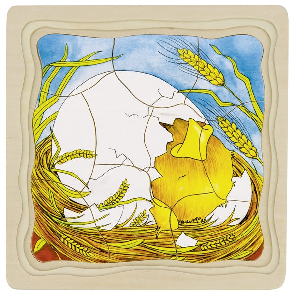 Goki 4 in1 Schichtenpuzzle Das Huhn, 3J+