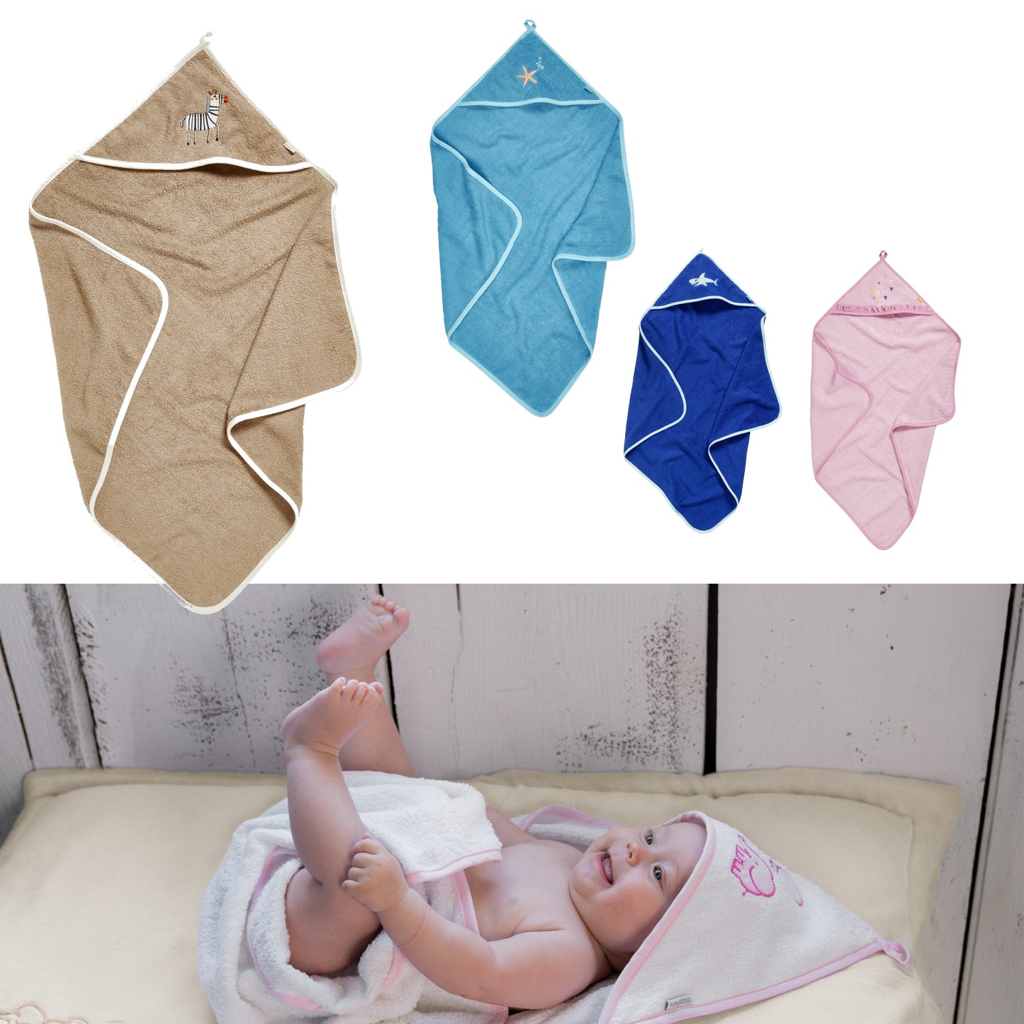 Playshoes Baby Kapuzenbadetuch 100x100 cm
