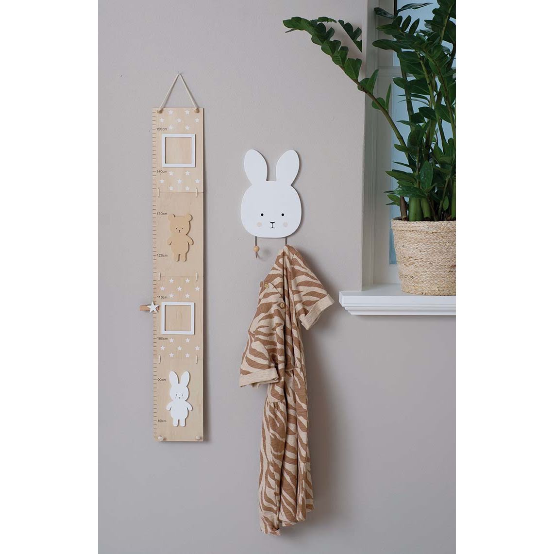 Jabadabado Holz Messlatte Teddy & Bunny Natur