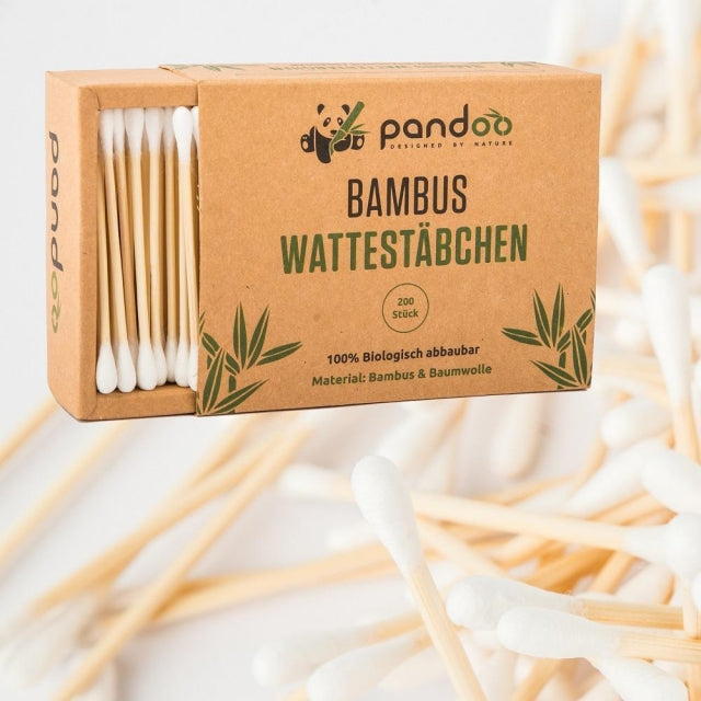 Pandoo 200 Stück Bambus Wattestäbchen