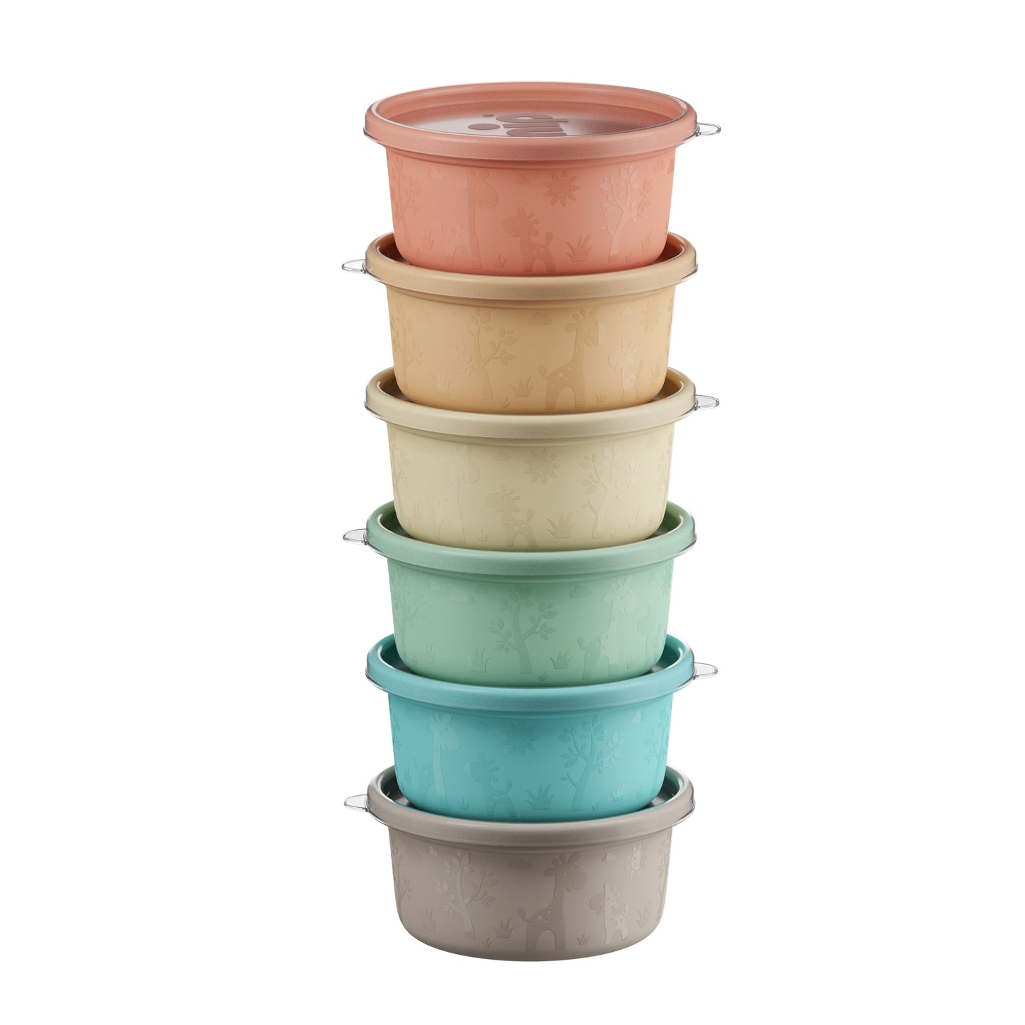 6er Nip Snackbox Pastell mit transparentem Deckel