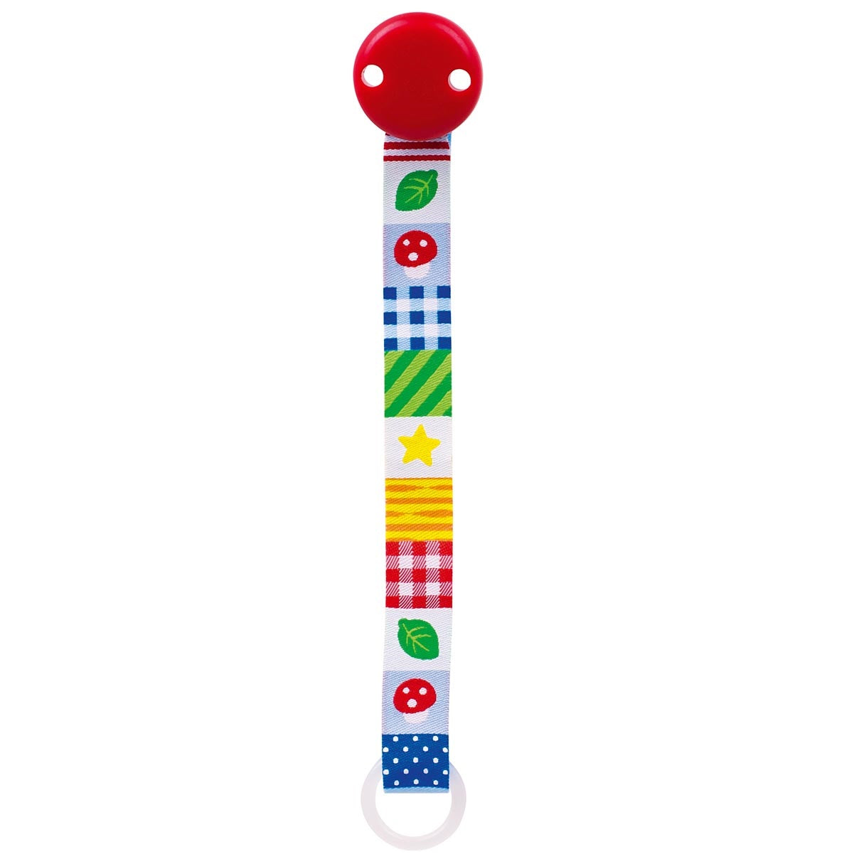 Heimess Baby Textil Schnullerband mit Clip & Silikonring