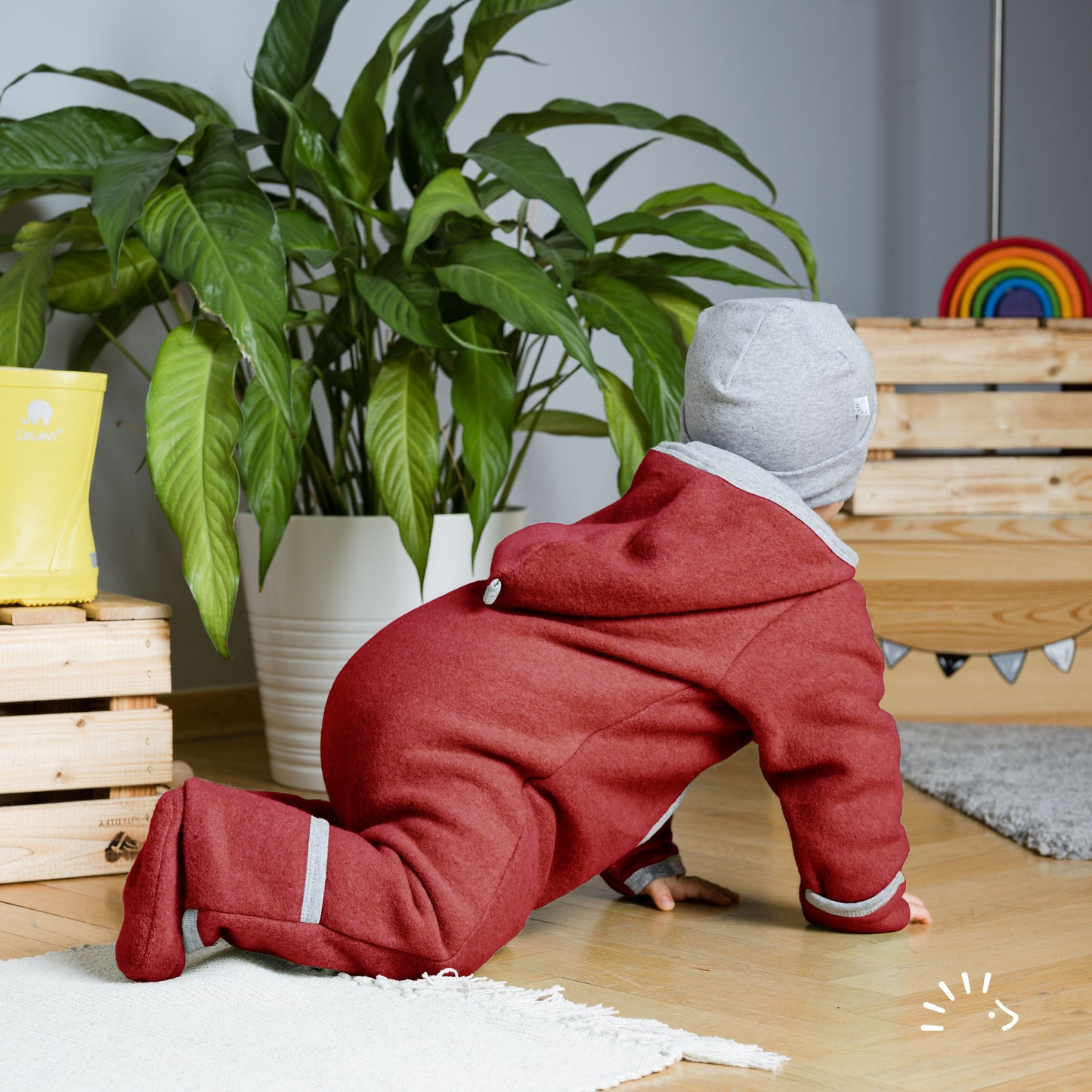 Iobio Baumwollvlies Baby Winteroverall Rot Melange