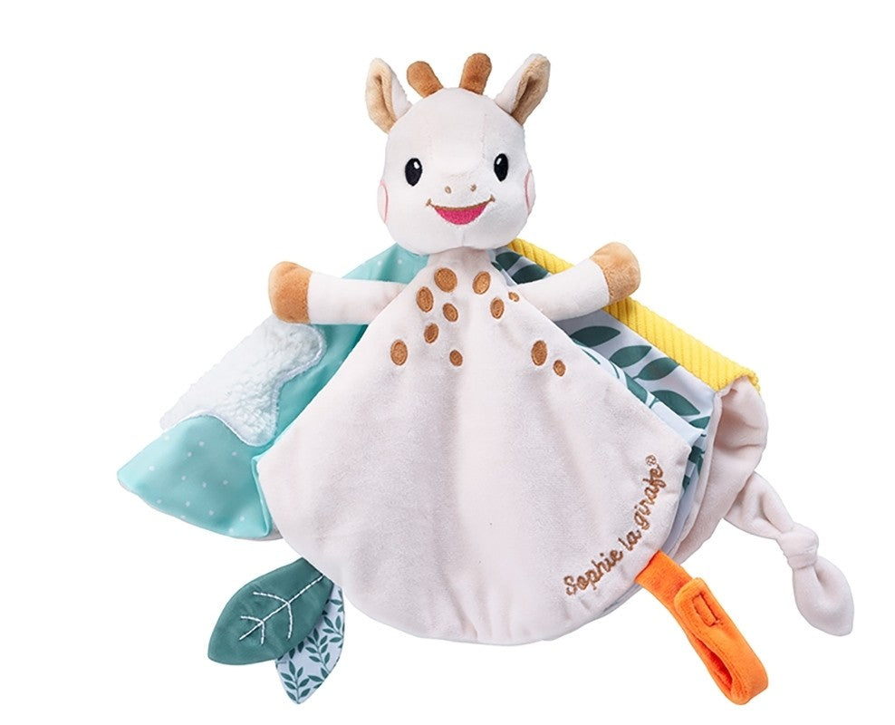 Vulli Sophie la girafe 2er Geburtsset Beißfigur + Schmusetuch m Schnullerband