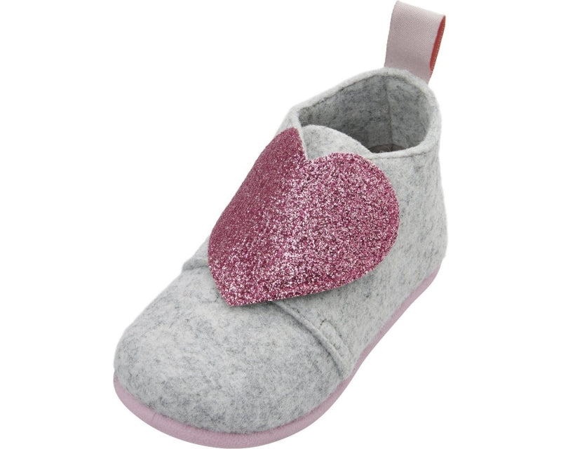 Playshoes Filz Hausschuhe Glitzerherz