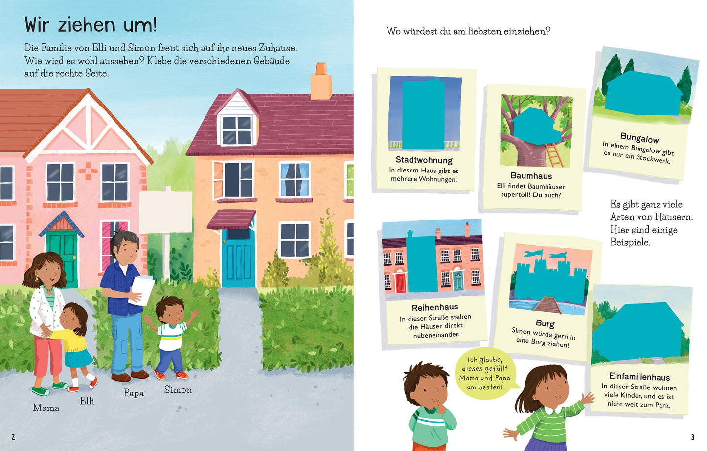 Usborne Kinder Stickerbuch: Wir ziehen um