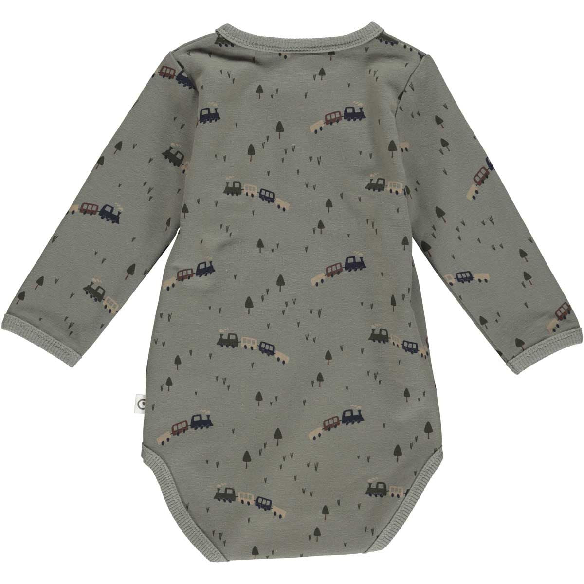 müsli Train Langarm Babybody Boy Basil Grün
