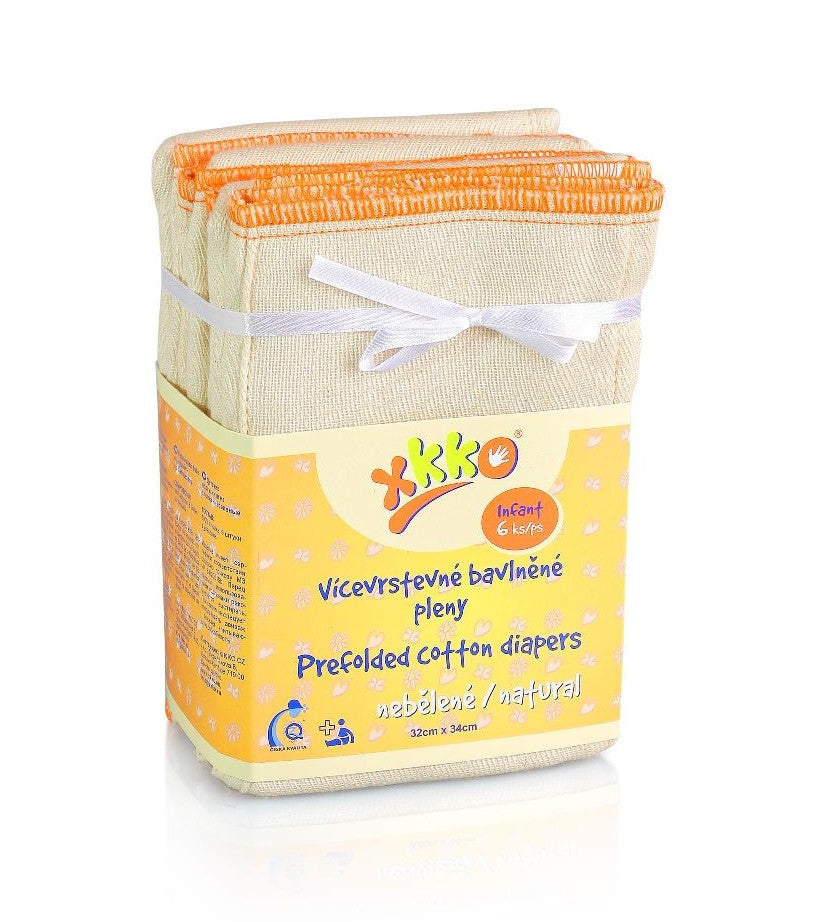 XKKO Prefold Windeleinlagen aus Baumwolle 6er Pack