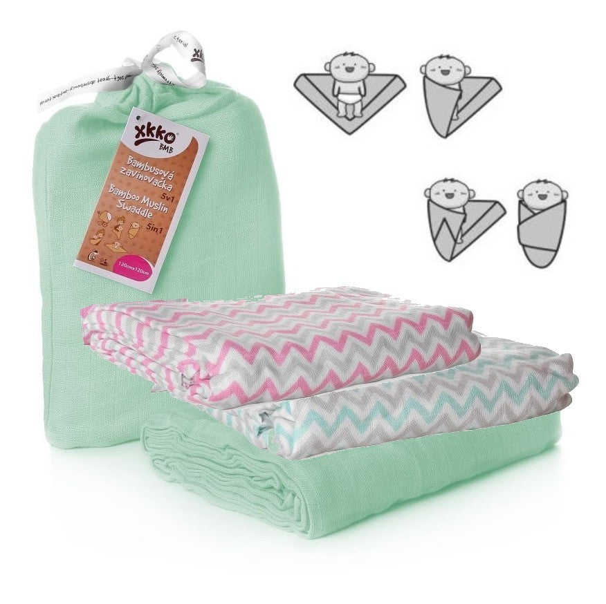 XKKO Pucktuch Swaddle Wickeltuch aus BambusMusselin 120x120 cm