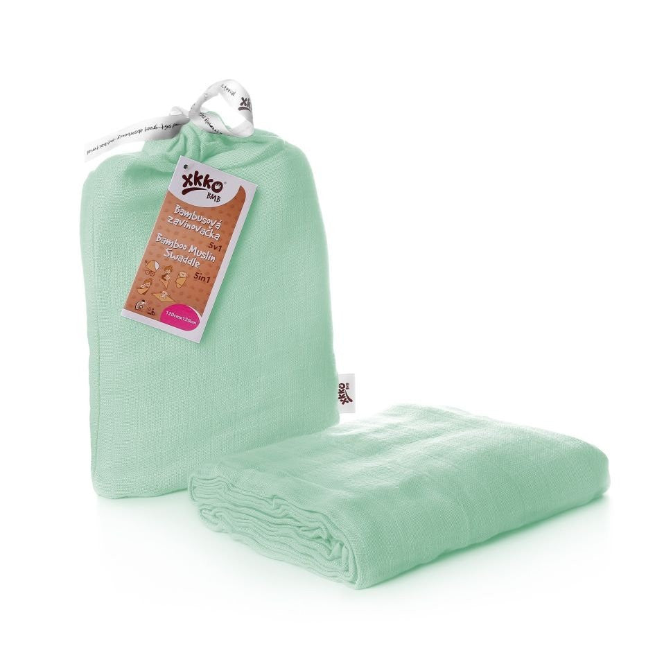 XKKO Pucktuch Swaddle Wickeltuch aus BambusMusselin 120x120 cm