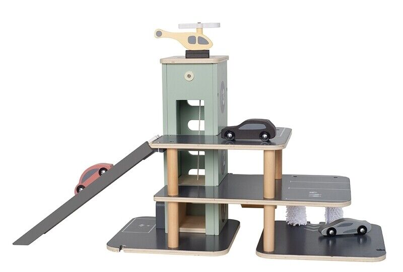 Jabadabado Spielzeug Autogarage Parkgarage Holz 2J+