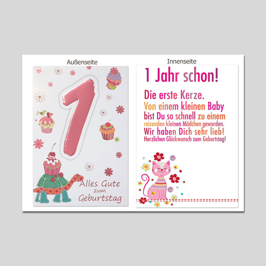 Michel Verlag Geburtstagskarte 1. Geburtstag Pink