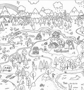 Moulin Roty Kinder Wimmelbild AusmalPoster 150x45 L'explorateur Wald und Natur