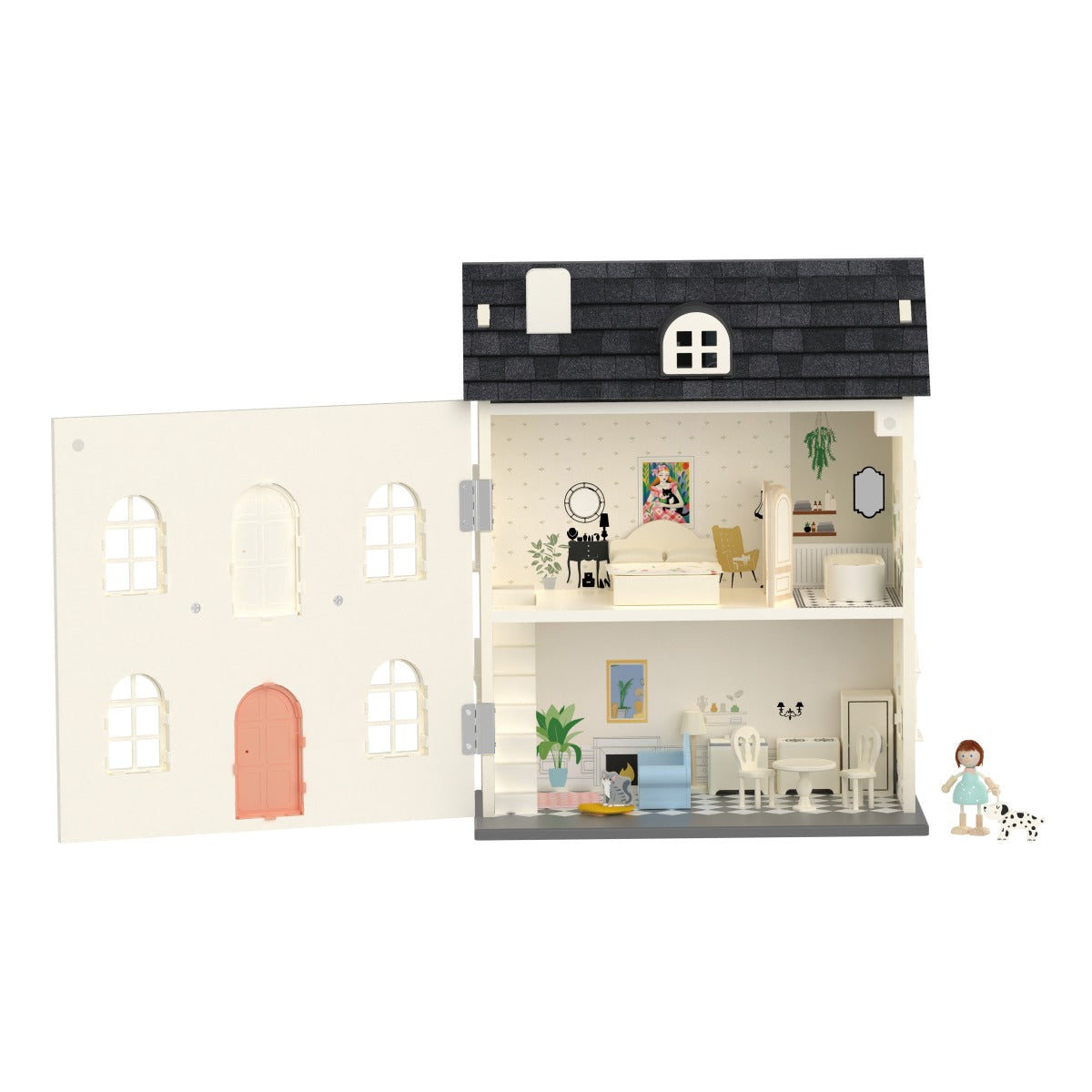 Classic World Vintage Puppenhaus aus Holz 3J+, 36 Teile