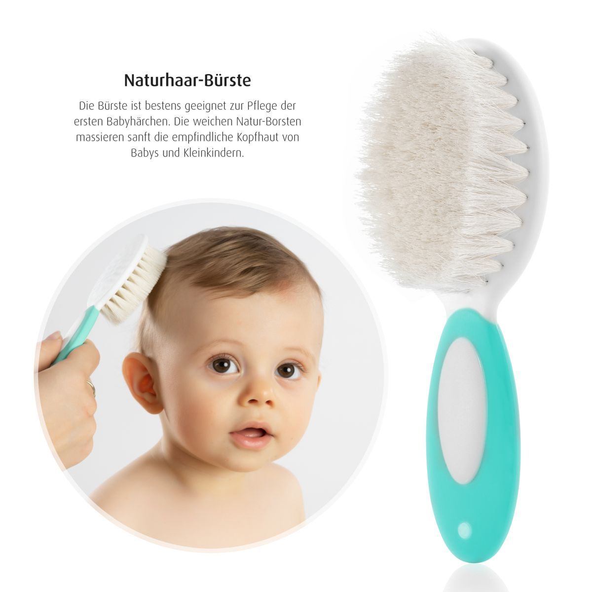 Reer Baby Pflegeset Babybürste, Kamm, Feile, Nagelschere und Clips