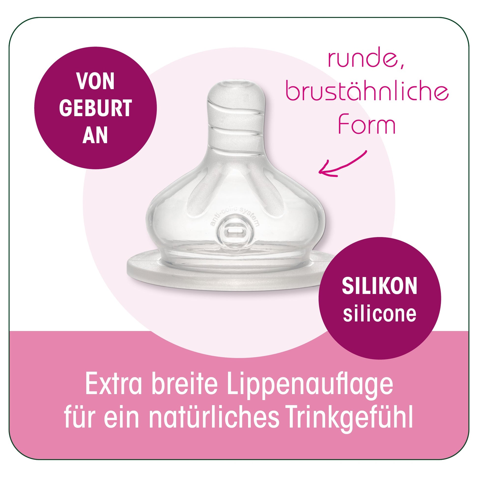 NIP Weithals Trinkssauger Silikon Cherry Rund