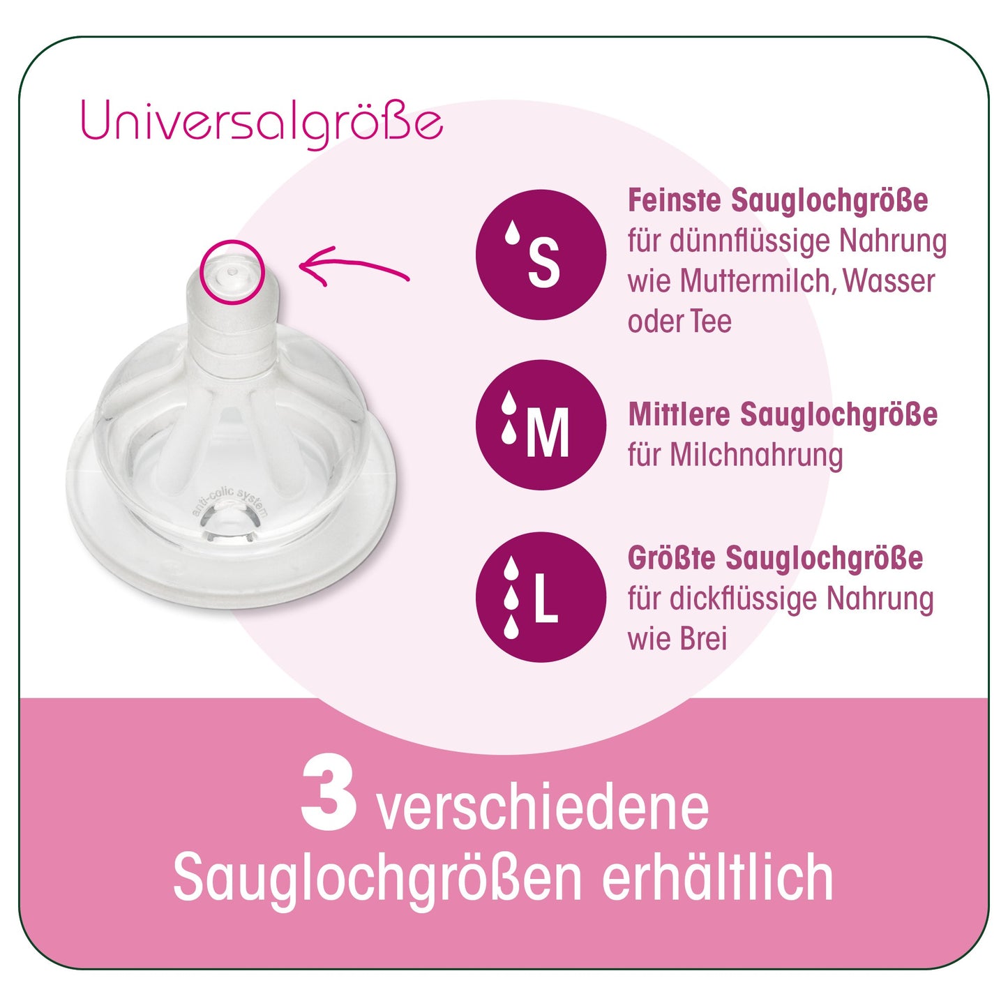 NIP Weithals Trinkssauger Silikon Cherry Rund