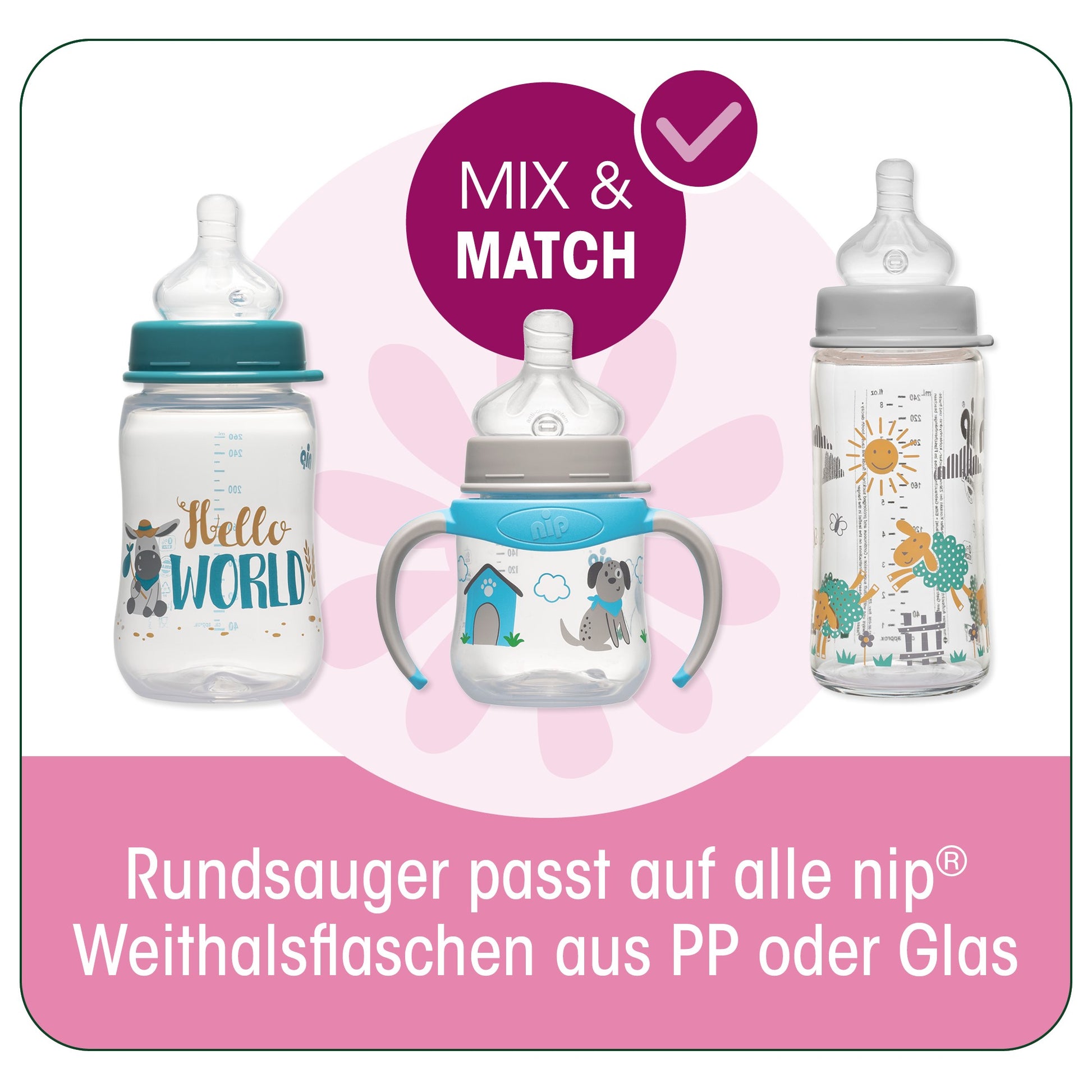 NIP Weithals Trinkssauger Silikon Cherry Rund