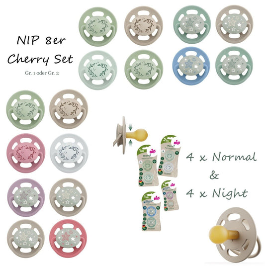 NIP Cherry Greenline Schnuller 8er Pack Latex Kirschform