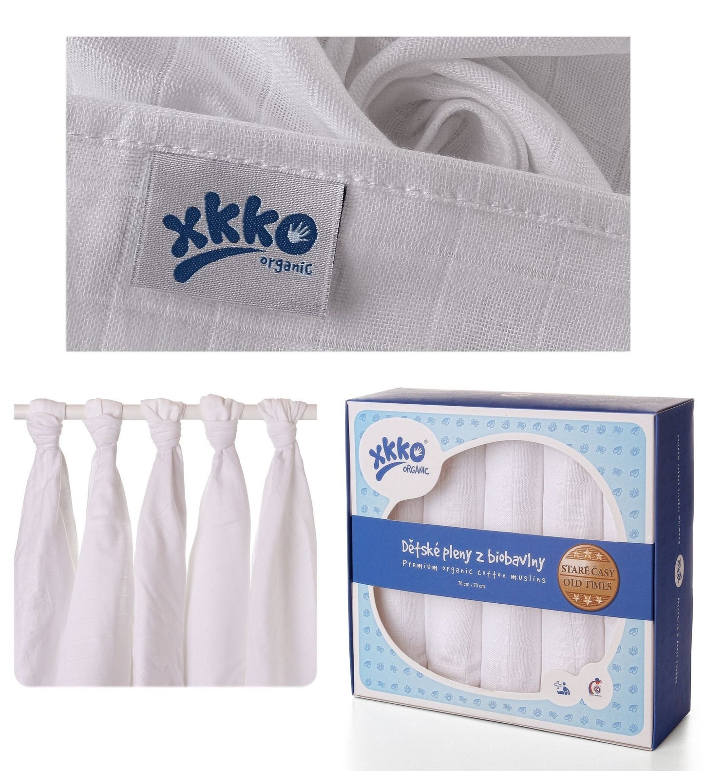 XKKO Bio Baumwolle Mullwindeln 5er Pack 70x70 cm