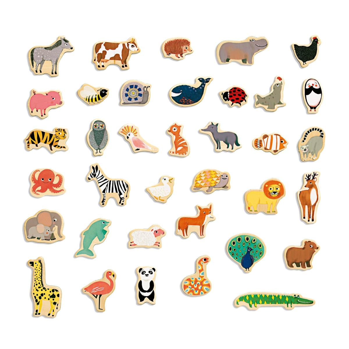 DJECO Magnimo: 36 Holzmagnete Tiere 2J+