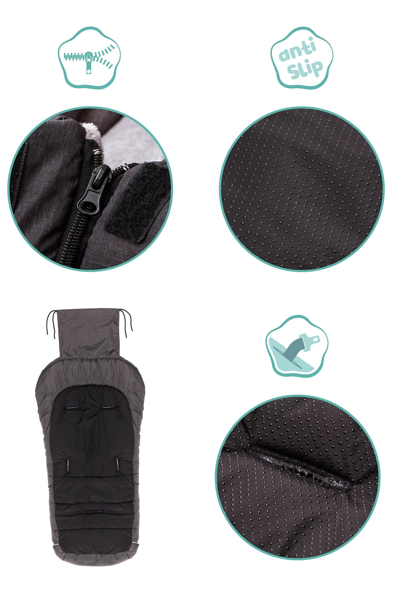 Fillikid Winter Thermo Fußsack K2 Pongee Dunkelgrau Melange