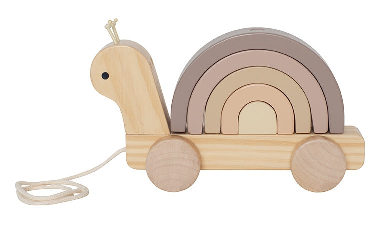 Jabadabado Holz Steckspiel & Nachziehtier Schnecke mit Bausteinen 18m+