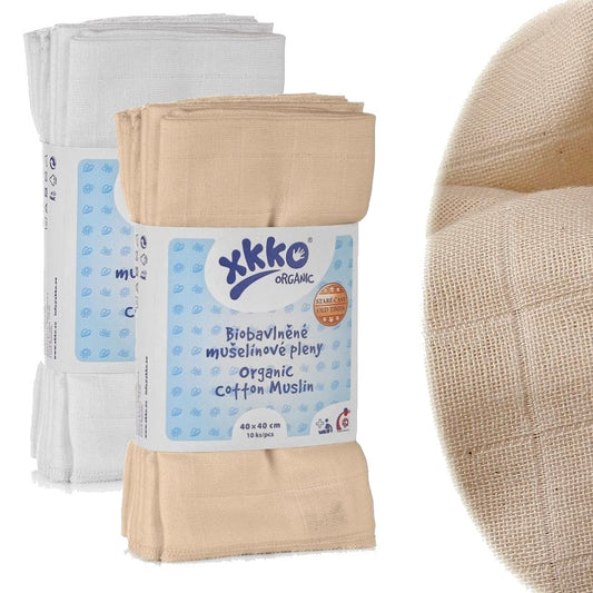 XKKO Bio Baumwolle Mullwindeln 10er Pack 40x40 cm