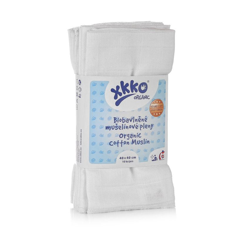 XKKO Bio Baumwolle Mullwindeln 10er Pack 40x40 cm