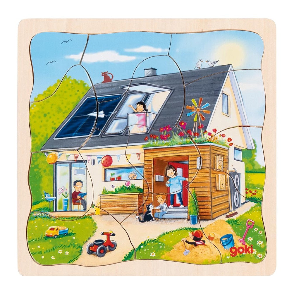 Goki 3in1 Schichtenpuzzle Wir bauen ein Haus, 3J+