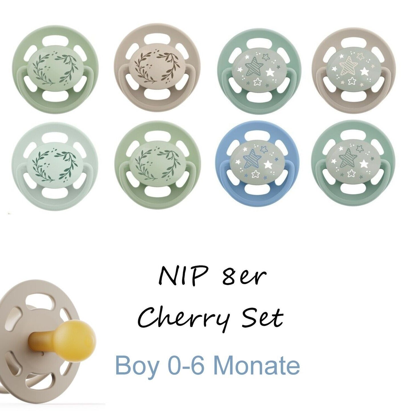 NIP Cherry Greenline Schnuller 8er Pack Latex Kirschform