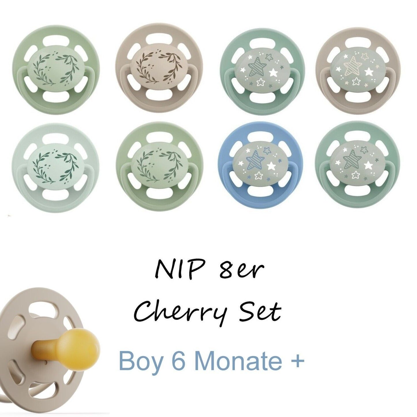 NIP Cherry Greenline Schnuller 8er Pack Latex Kirschform