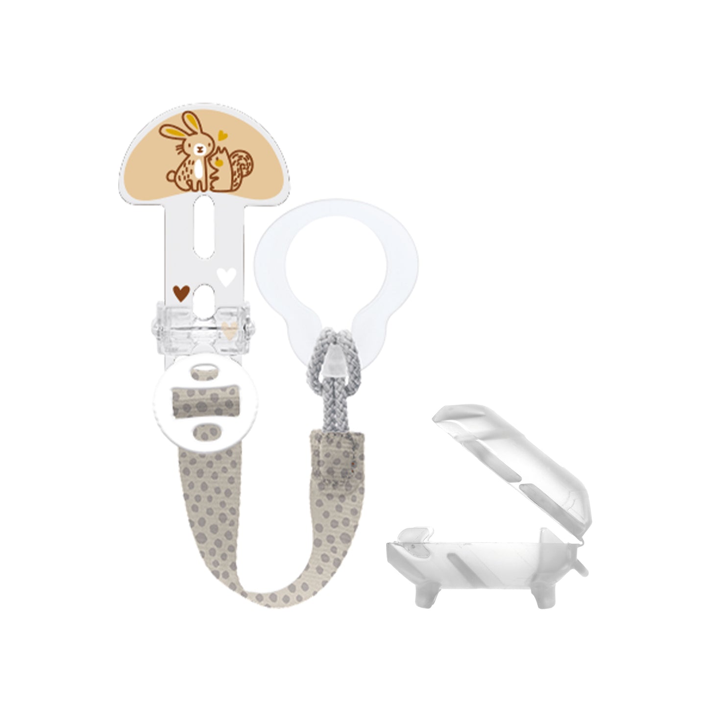 MAM Baby Schnullerband Clip it! & Cover Schnullerkette mit Saugerschutz Box