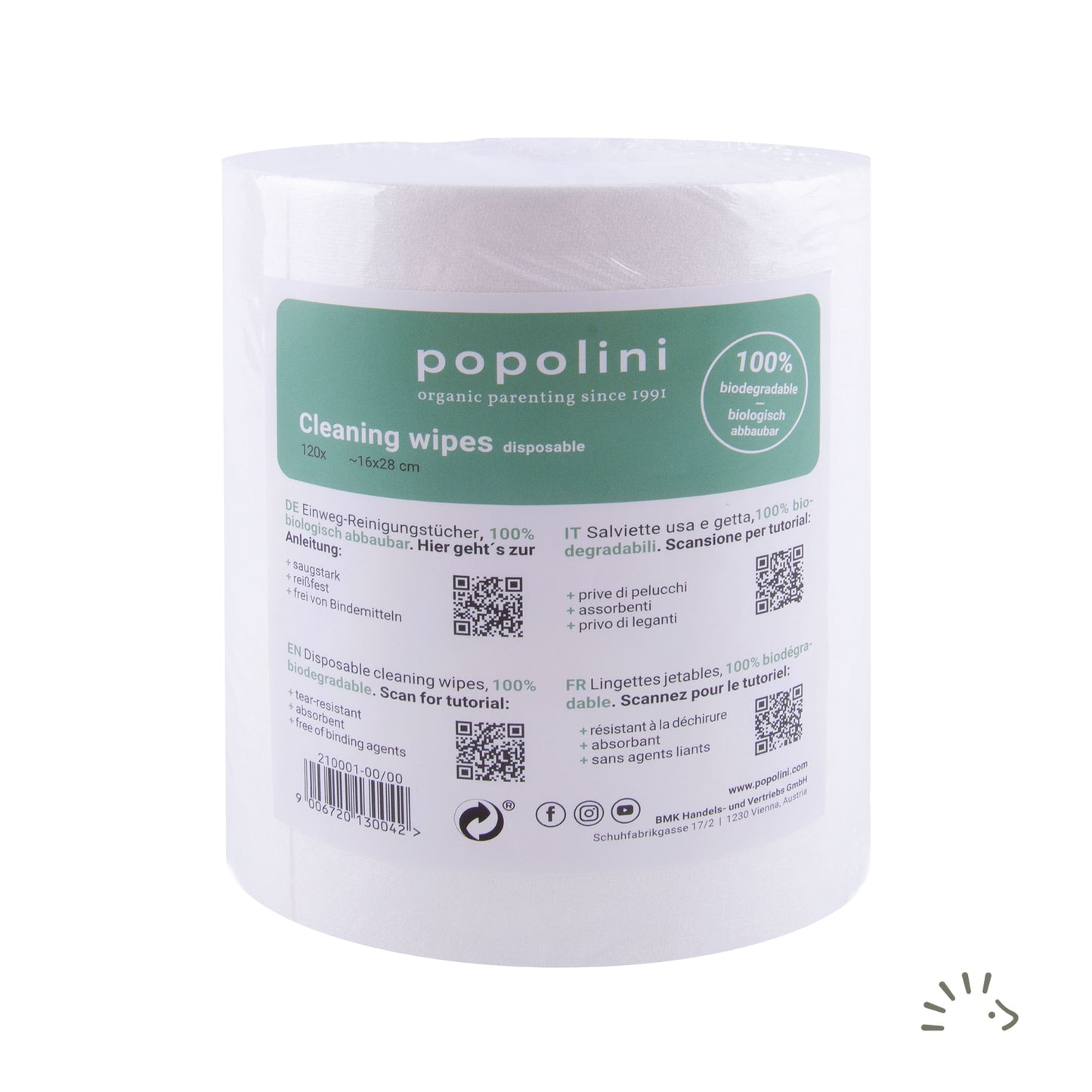 Popolini Cleaning Wipes Einweg Reinigungstücher 120er Rolle