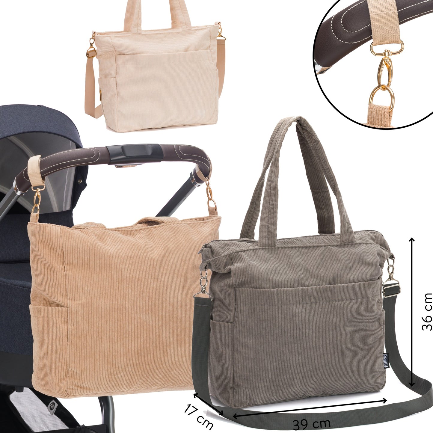 fillikid Wickeltasche Cord 39cm