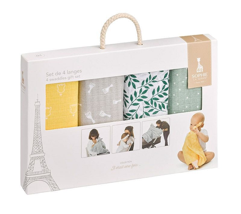 Vulli Geschenkbox Sophie la Girafe 4 Musselin Spucktücher im Set